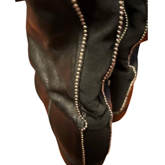Stuart Weitzman Black Leather knee high boots with silver beads size 9 - Picture 3 of 11